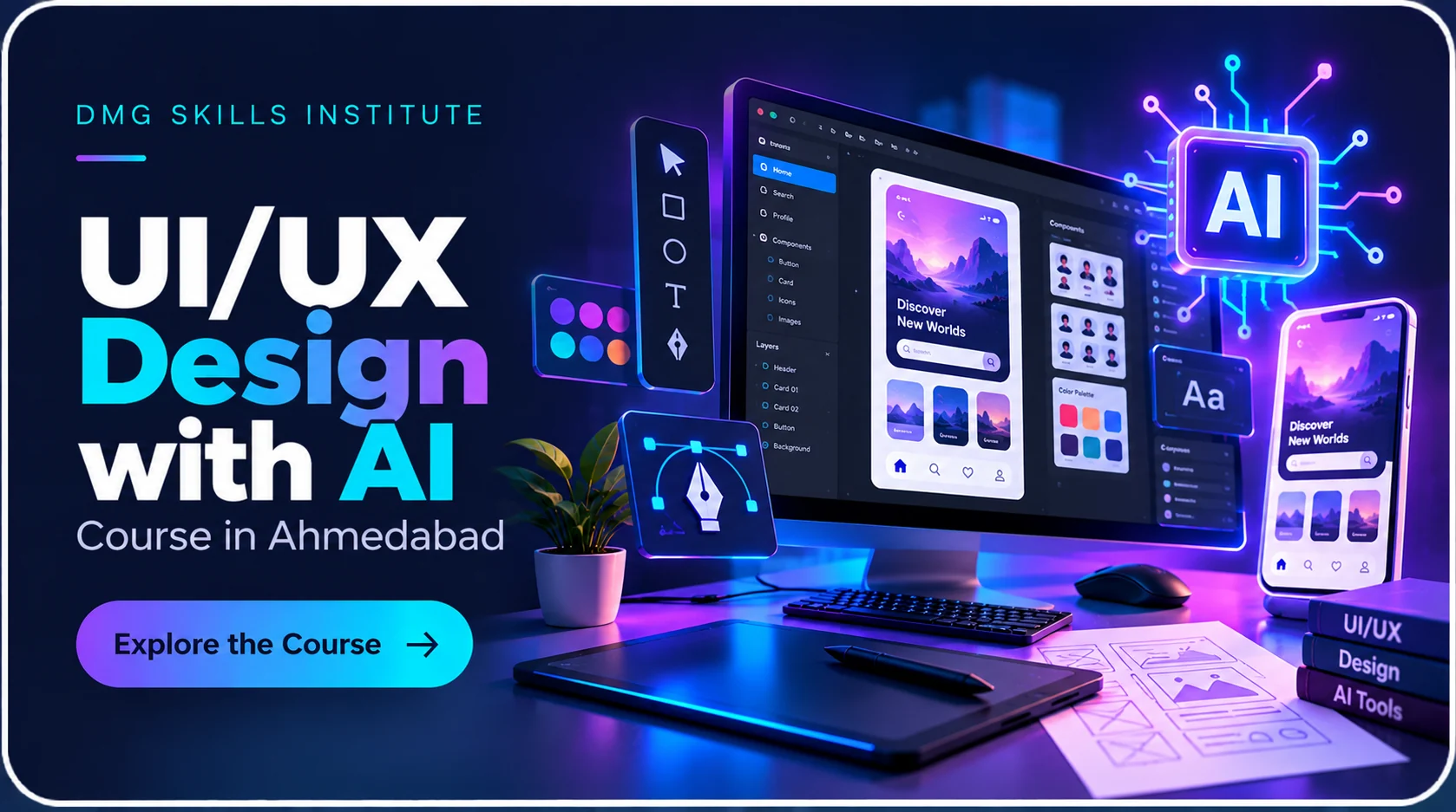 UI/UX Design with AI creative course banner